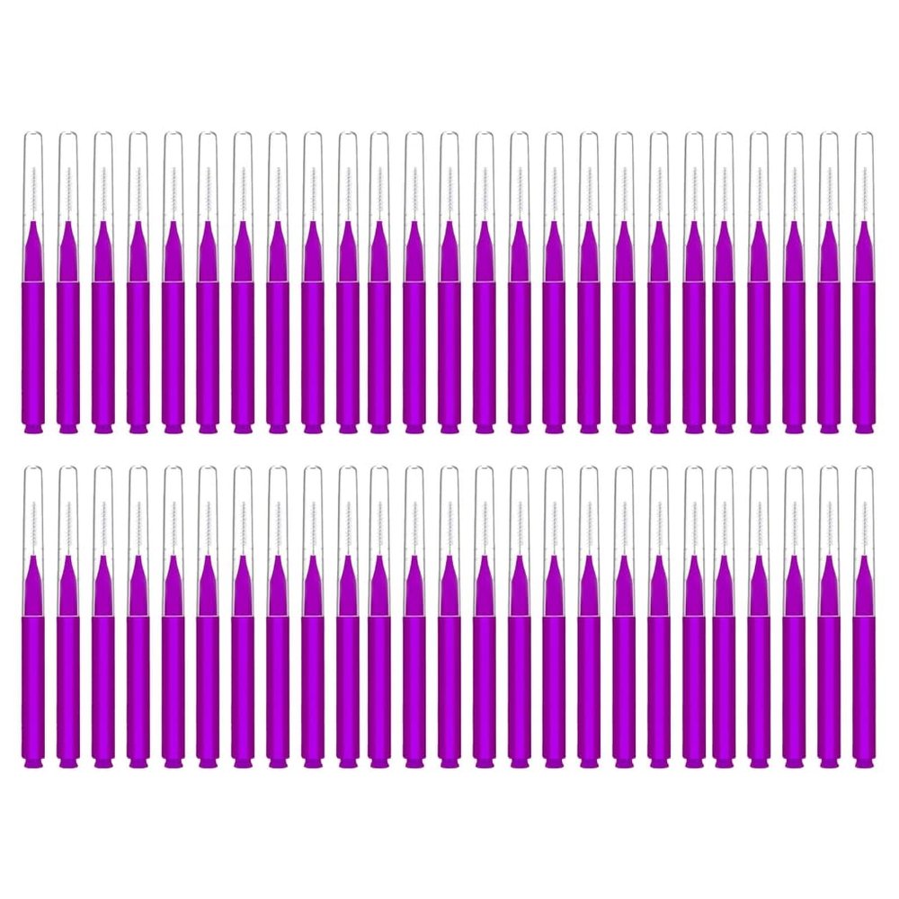 50 Pieces Micros Eyebrow Spoolie Brush with Caps Brow Lamination Tool Eyelash Brush Multifunctional Micros Lash Comb