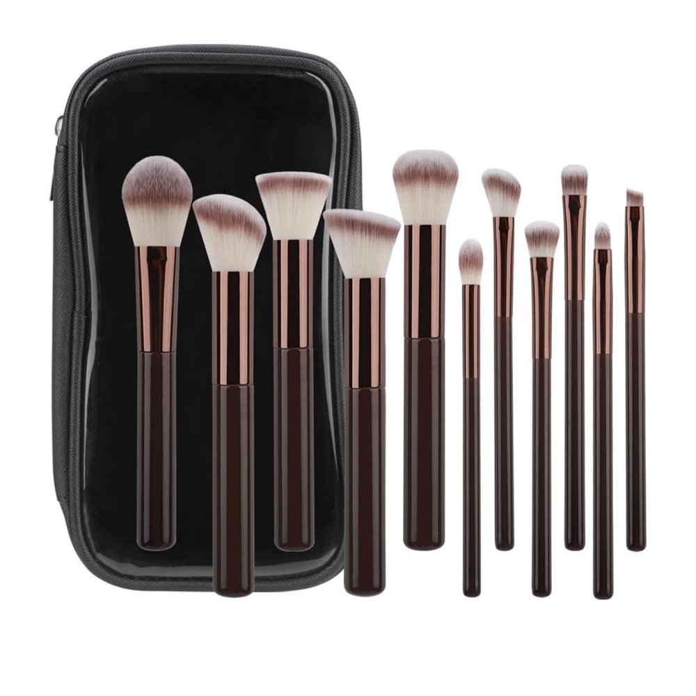 11 Pieces Makeup Brush Set Travel Cosmetic Brushes With Soft Bristles and Ergonomic Handle for Face And Eye Makeup Needs
