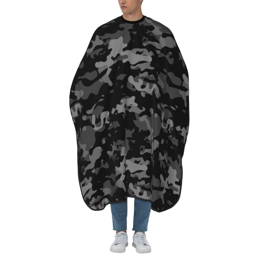 Camouflage Black Camo Barber Cape with Adjustable Buckle Hair Cutting Salon Cape for Unisex, Perfect for Hairstylists