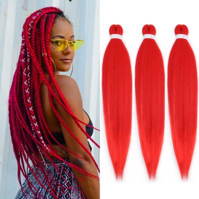 WacanDan Red Braiding Hair Pre stretched 16 Inch 3 Packs