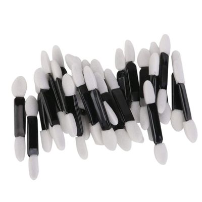 50pcs Disposable Double Ended Sponge Eye Shadow Applicators Dual Sided Eyeshadow Brush Sponge Tipped Oval Makeup Applicator Black Handle