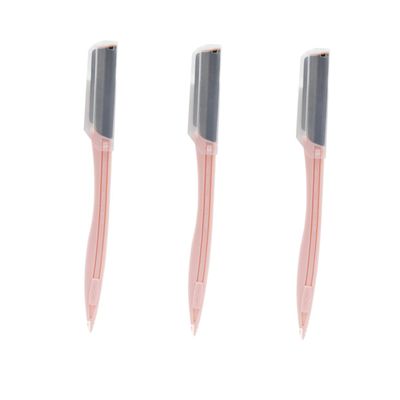 LIFKOME 3Pcs Portable Eyebrow Makeup Tool Kit Stainless Steel Eyebrow Razor for Women for Travel Pink Color Easy Eyebrow Removal and Grooming