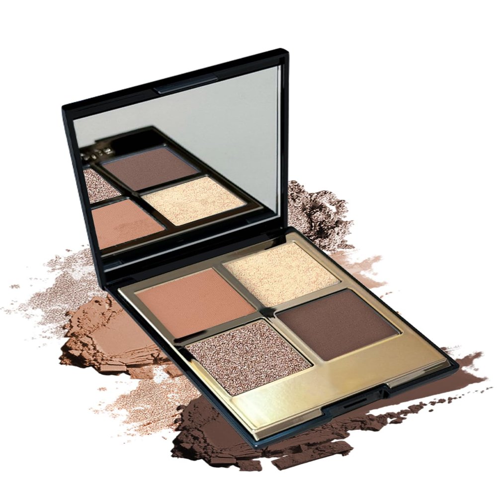 4 Colors Nude Eyeshadow Palette, Nature Matte Shimmer Eye Shadow, Highly Pigmented Long Lasting Waterproof Eye Shadow Palette Makeup, Sombras Para Ojos,Facial Beauty Eyeshadow Makeup Gift for Woman 02
