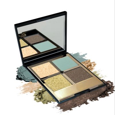 4 Colors Eyeshadow Palette, Matte Shimmer Eye Shadow, Highly Pigmented Long Lasting Waterproof Eye Shadow Palette Makeup, Sombras Para Ojos, Gold Green Blue Eyeshadow Makeup Beauty Gift for Woman 05