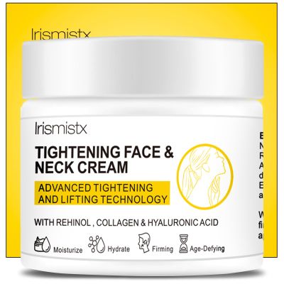 Irismistx Tighten and Lift Neck Firming Cream, Neck Creams for Tightening and Firming, Skin Tightening Cream for Face, Neck, Chest & Dcollet (Yellow, 3.4 Fl Oz (Pack of 1))