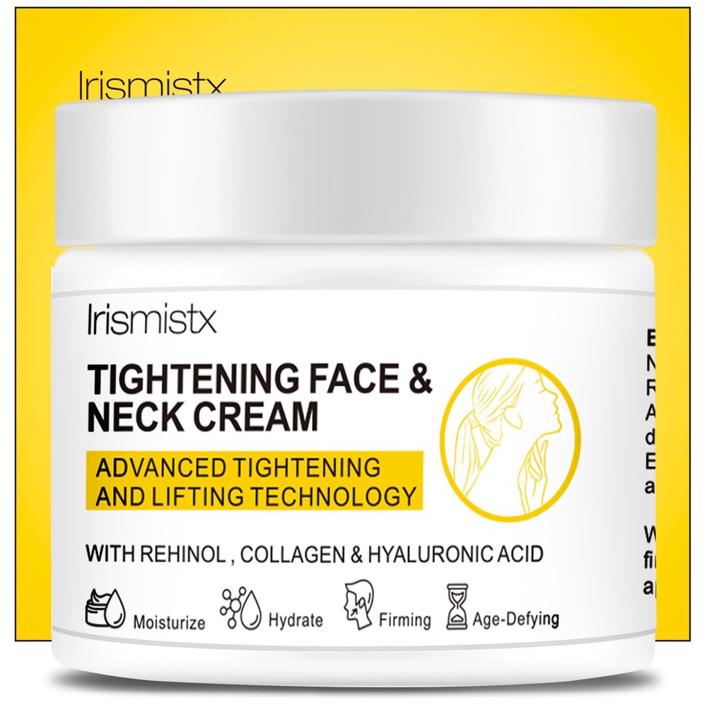 Irismistx Tighten and Lift Neck Firming Cream, Neck Creams for Tightening and Firming, Skin Tightening Cream for Face, Neck, Chest & Dcollet (Yellow, 3.4 Fl Oz (Pack of 1))