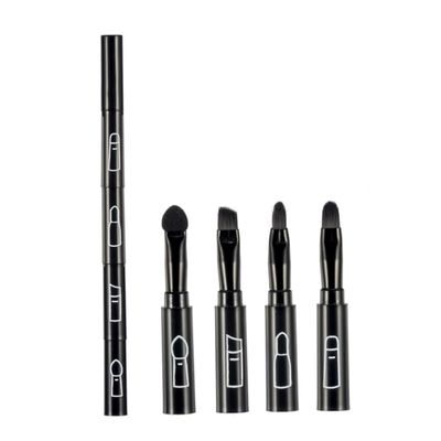 1PC 4 In 1 Premium Detachable Brush Multi-Sections Cosmetic Makeup Brush Lip Eyeshadow Eyebrow Portable Travel Makeup Kit(Black)