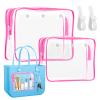 2 Pack Clear Inner Pouch Tote Bag with 2 Insert Hooks for B O G G Bag, Divider Storage for Travel Cosmetic Makeup Clean Organizer (2, Pink) view 1
