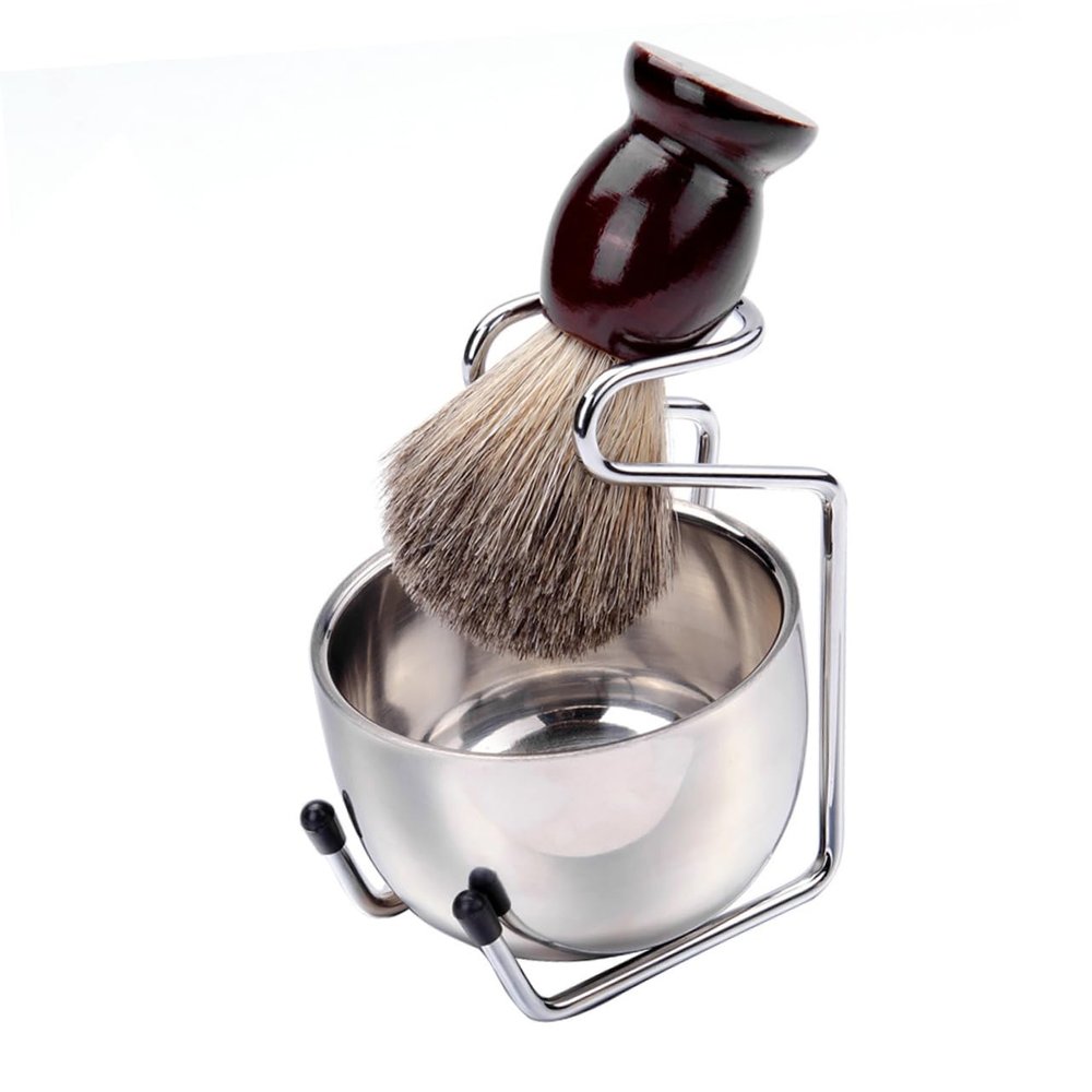 VICASKY Professional Beard Care Set 3PCS Shaving Brush Bowl Kit Holder for Men Includes Shaving Soap Bowl for Grooming at Home Random Color