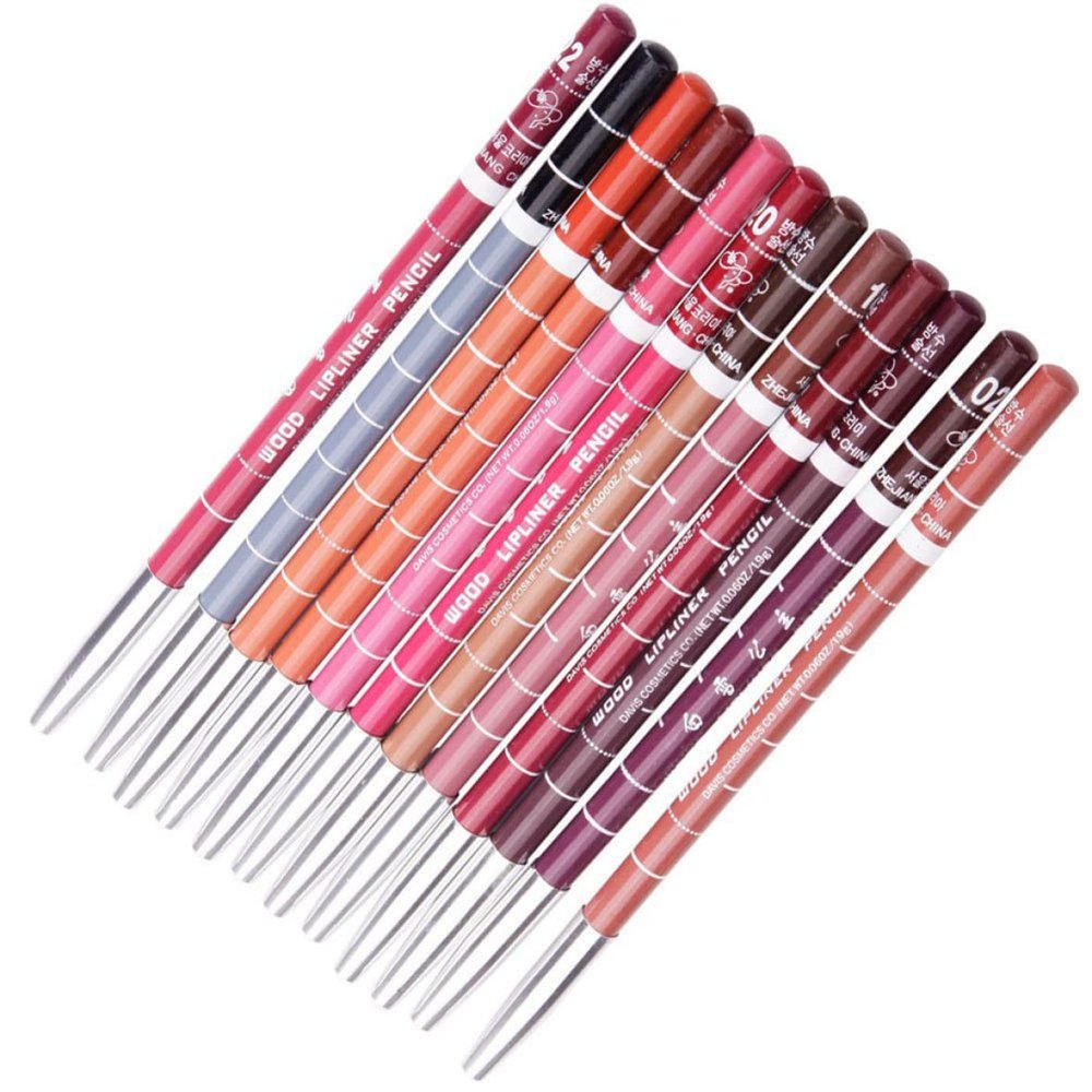 Eioflia 12PCS Professional Lipliner Waterproof Lip Liner Pencil Set Long Lasting Lip Makeup Cosmetic Gift Set For Women Girls