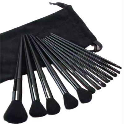 13Pcs All-in-One Makeup Brush Set - Soft Artificial Fiber Brushes for Concealer, Powder(Black)