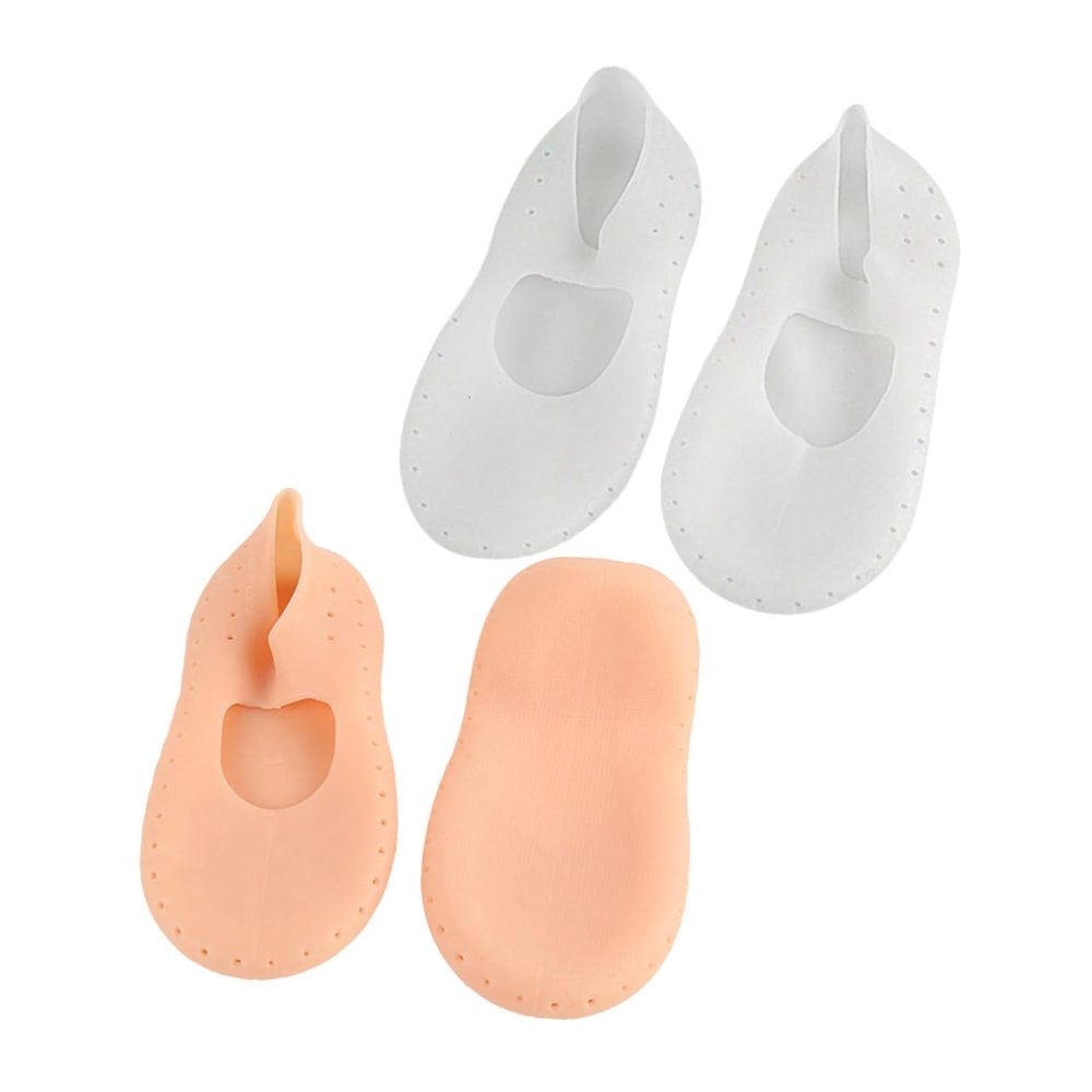 DEARMAMY 2pair Silicone Lined Moisturizing Socks for Women Breathable Invisible Ankle Socks Non-Slip Gel Discreet Skin Tone Gel Spa