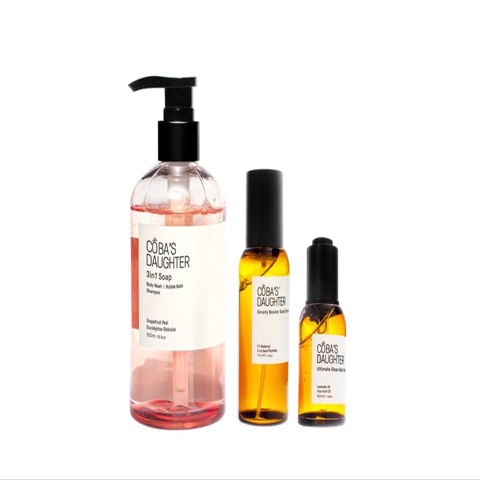 COBAS Daughter Hair Growth Spray, Heat-Protectant Oil & 3-in-1 Bubble Bath  3-Piece Set