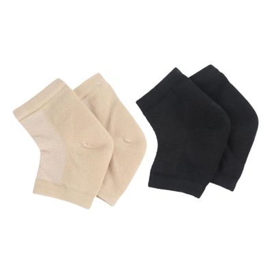 BAZEITFLOW 2 Pairs Gel Heel Socks Moisturizing Toeless Covers for Cracked Heels Softening Gel Treatment for Dry Skin Washable Reusable Unisex Foot Care