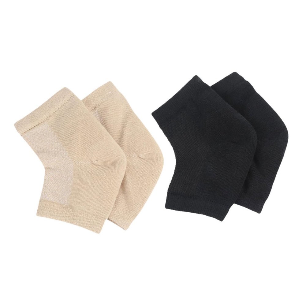 BAZEITFLOW 2 Pairs Gel Heel Socks Moisturizing Toeless Covers for Cracked Heels Softening Gel Treatment for Dry Skin Washable Reusable Unisex Foot Care