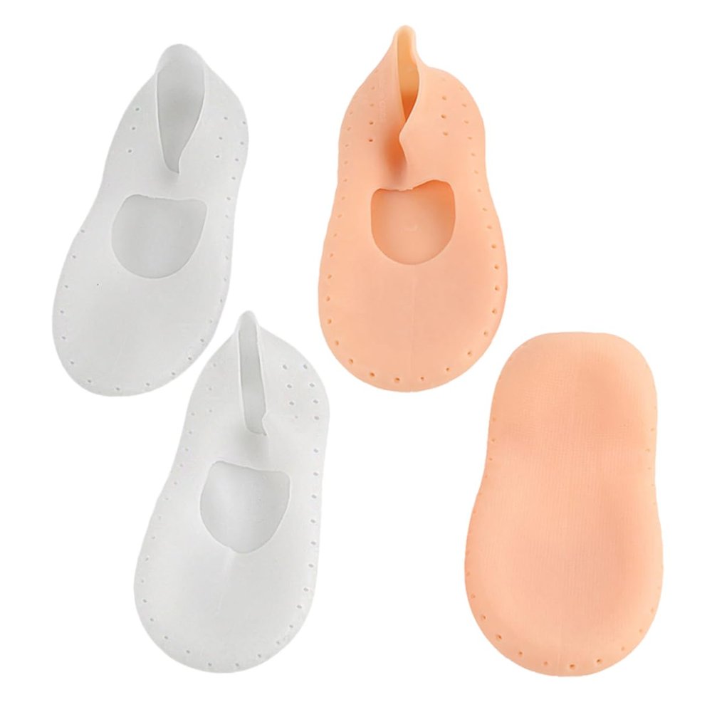 PartyKindom Moisturizing Silicone Gel Socks for Men and Women Anti-Cracking Breathable Skin Tone White (2 Pairs) for Cracked Heels and Foot Treatment