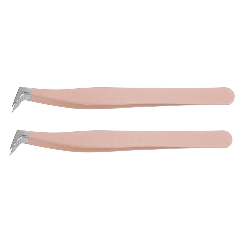 PartyKindom 2pcs Curved Stainless Steel Tweezers for Eyelash Extensions Precision Applicator Clips for Makeup Craft and Repairing Comfortable Design for Professional Personal Use