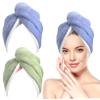 DEARMAMY 2pcs Quick Dry Head Wraps for Women Super Soft Fleece Hair Turban Sleep Cap Buckle Closure Bath Hair Drying Hat view 1