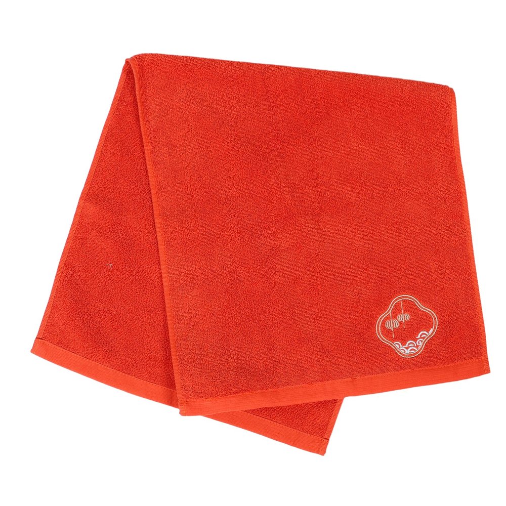 Didiseaon Cotton Face Wash Towels Soft Absorbent Red Hand Towels for Bathroom Hotel Travel Use Chinese Design for Daily Face Washing