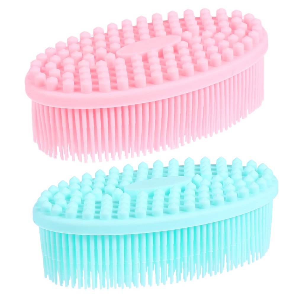 ARTSEWPLY 2Pcs Silicone Massage Scrub Shower Brush for Gentle Exfoliation Soft Body Scrubber Tool for Adults Scalp Massage Convenient Travel