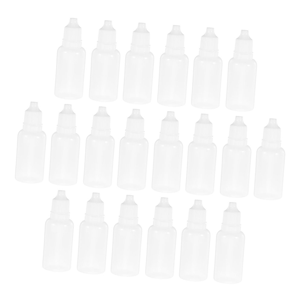 Luxshiny PP Dropper Bottles 20ml 50 Pack with White Caps for Liquids