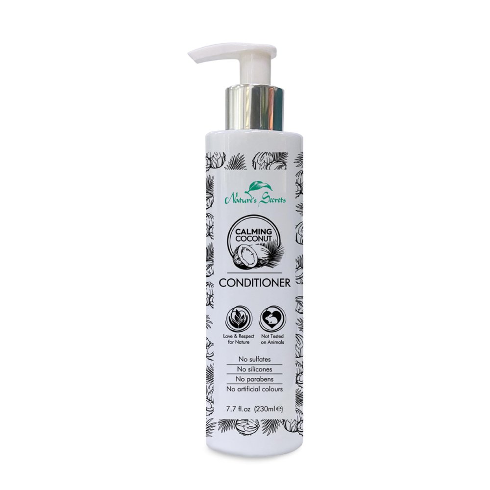 Nature's Secrets Calming Coconut Conditioner. With Castor Oil. Sulfate-Free. Silicone-Free. Paraben-Free. Ultra-hydration for soft, moisturized hair