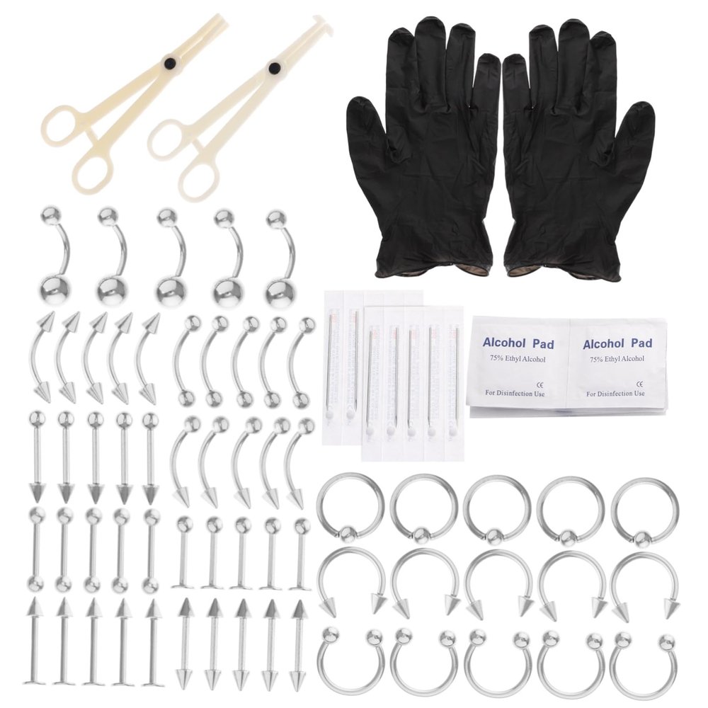SAFIGLE 1Set Jewelry Kit Assorted Ear Eyebrow Navel Rings Comfortable Durable for Women Fashion Accessory