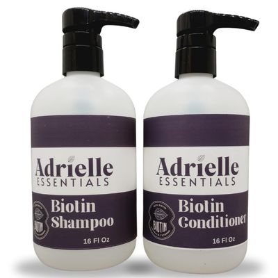 Adrielle Essentials Chocolate Decadence Scented Biotin Hair Shampoo and Conditioner Set, 16 Oz Shampoo - 16 Oz Conditioner