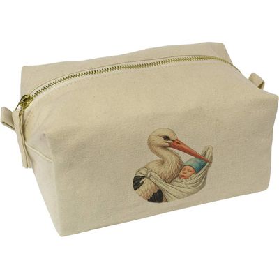Azeeda 'Stork With Baby' Canvas Wash Bag/Makeup Case (CS00042270)