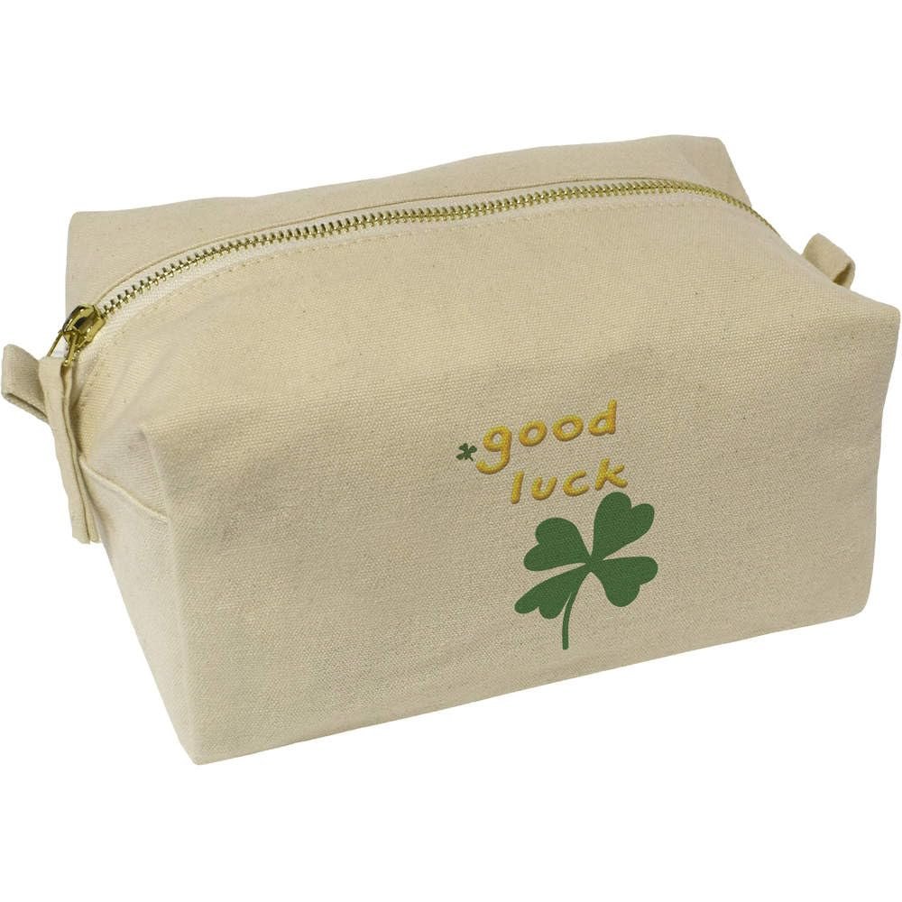 Azeeda 'Good Luck Four Leaf Clover' Canvas Wash Bag/Makeup Case (CS00043165)