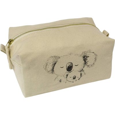 Azeeda 'Mother Koala with Baby' Canvas Wash Bag/Makeup Case (CS00043613)