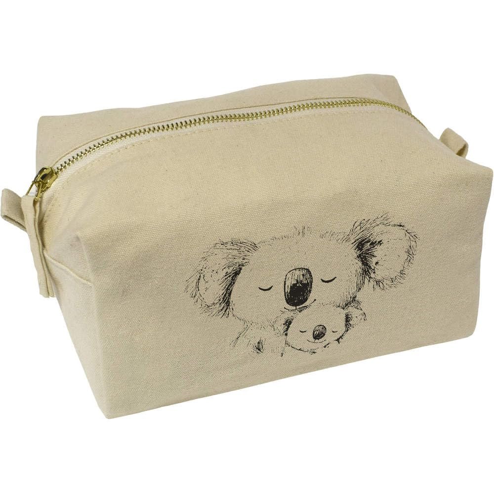 Azeeda 'Mother Koala with Baby' Canvas Wash Bag/Makeup Case (CS00043613)