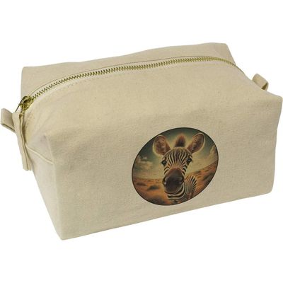 Azeeda 'Smiling Baby Zebra' Canvas Wash Bag/Makeup Case (CS00042454)
