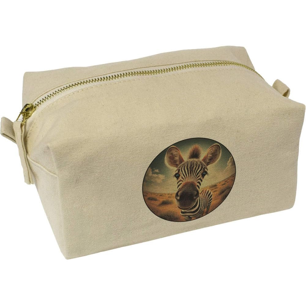 Azeeda 'Smiling Baby Zebra' Canvas Wash Bag/Makeup Case (CS00042454)