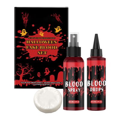 Fake Blood Makeup - Realistic Fake Blood Makeup - Drops Spray Cleaning Soap Masquerade Props for Zombie Vampire Men Cosplay Dress up Clothes