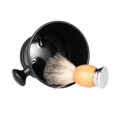Beaupretty Plastic Shaving Bowl for Men Durable Shaving Mug with Round Handle Convenient Face Care Tool Stylish Black Design
