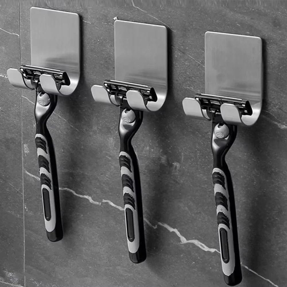 Quintathletic 2pcs Razor Holder 304 Stainless Steel Men Shaving Shaver Razor Stand Shelf Shaving Razor Storage Rack Bathroom Hook Organizer