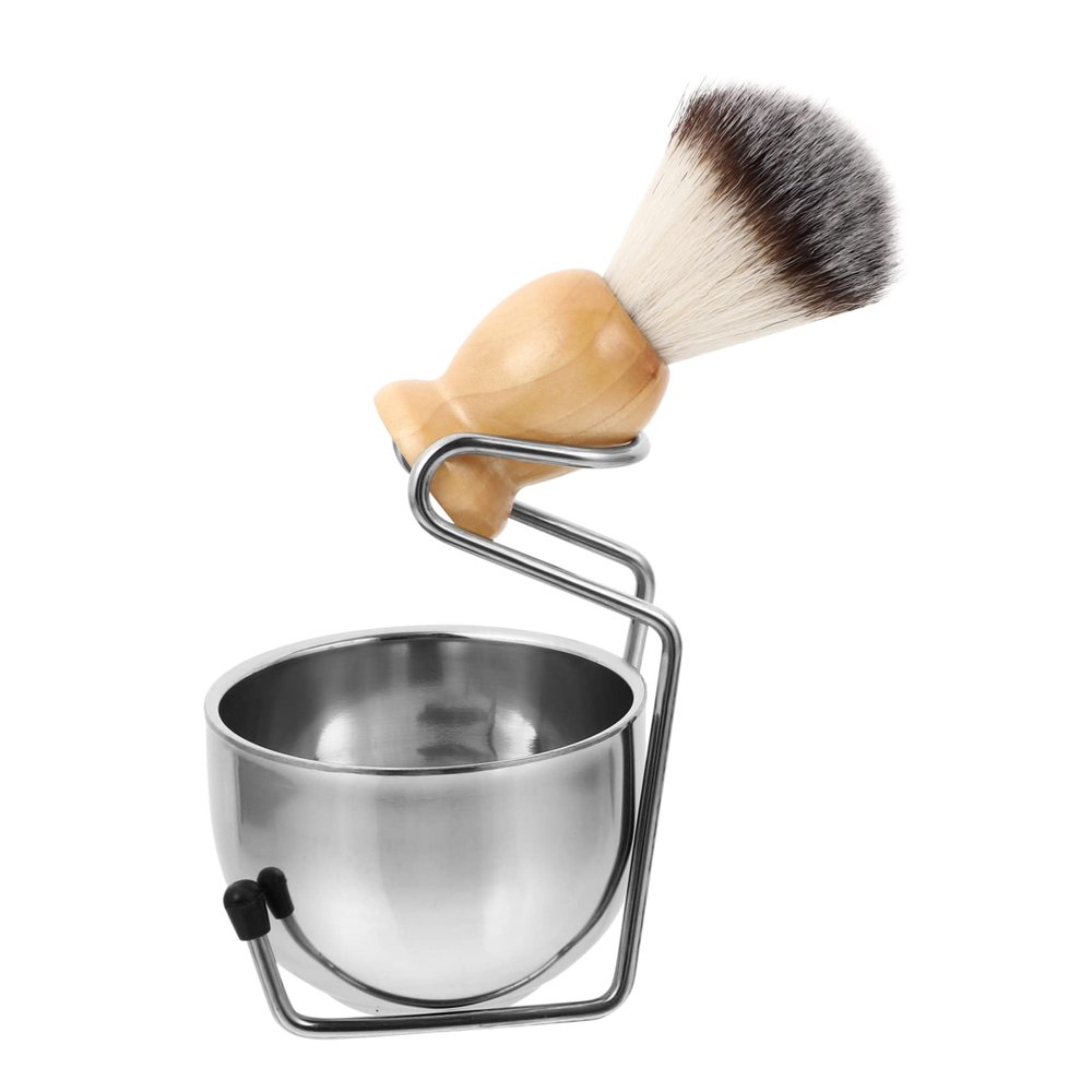Beaupretty 1Set Men Shaving Brush Set with Stand and Bowl Premium Grooming Kit for Facial Cleansing Durable Soap Bowl Rack for Father Day and Birthdays