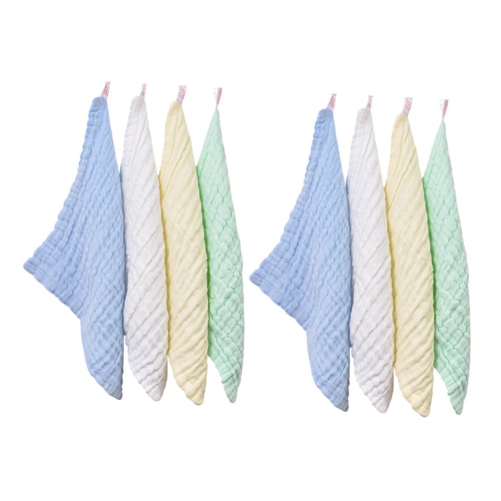 IWOWHERO 8pcs Infant Facial Towels Soft Washcloths for Newborns Solid Color Square Handkerchiefs Skin-Friendly Baby Wash Towels for Bathing and Cleaning