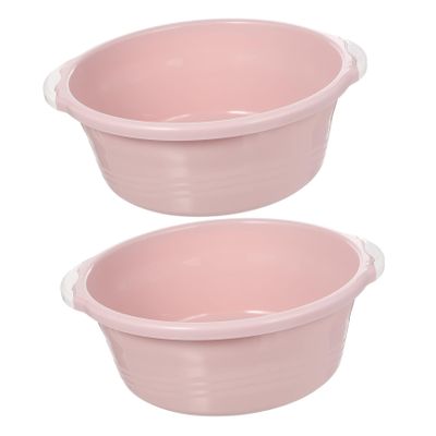 Homoyoyo 2pcs Medium Pink Plastic Wash Basins for Household Use Multifunctional Slip Foot Basin Durable
