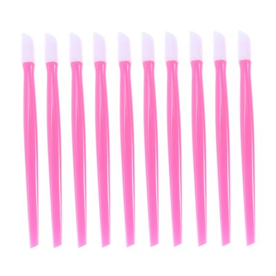 NIYANGLE 100Pcs Lightweight Pink Plastic Dead Skin Remover Sticks Ergonomic Cuticle for Professional Manicure and Nail Care