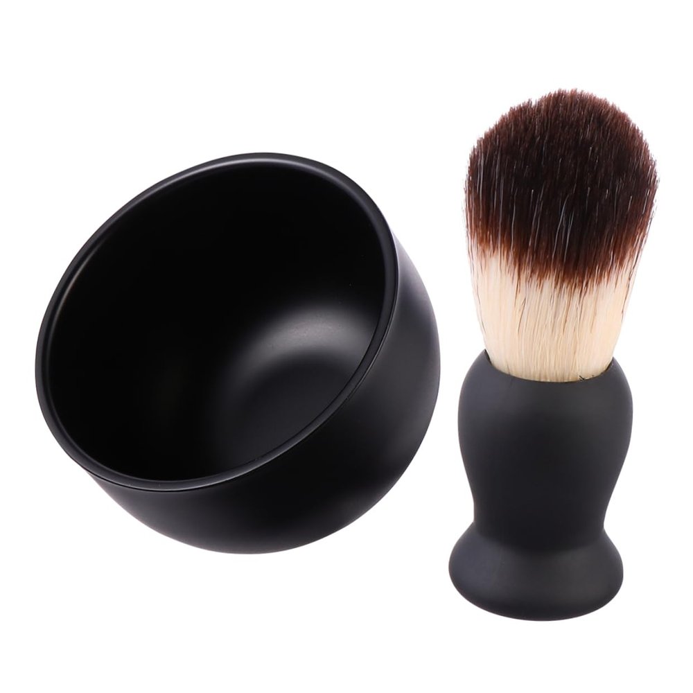 Beaupretty Men's Shaving Brush Set 2-Piece Beard Care Kit with Bowl Professional Beard Grooming Tools for Smooth Shaving for Sensitive Skin