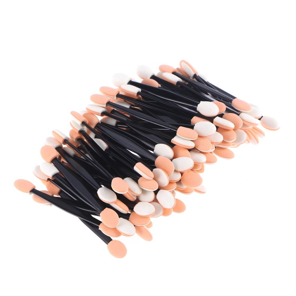 Beavorty 100pcs Dual-Sided Disposable Eyeshadow Sticks 7.5cm Makeup Brush Applicators for Eye Makeup for Professional and Personal Use