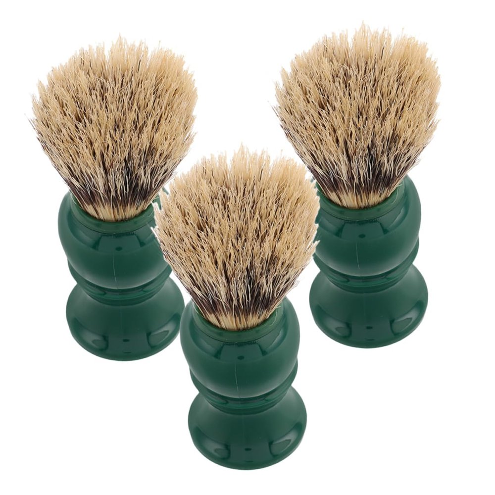 NIYANGLE 3pcs Men's Shaving Brush Set Portable Facial Care Tool Soft Bristles Wooden Handle for Daily Grooming