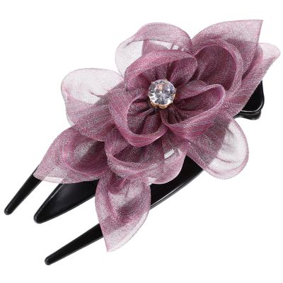 MERRYHAPY Large Floral Fabric Hair Clip for Women Elegant French Barrette Strong Hold Suitable for Thick Hair for Special Occasions