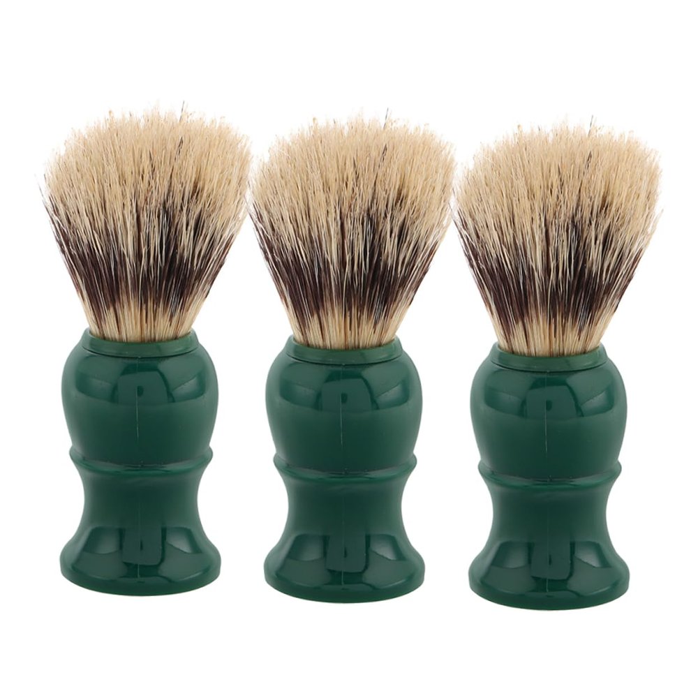 Beavorty 3pcs Wooden Handle Beard Brush Set Men Shaving Foam Applicator Soft Bristles Grooming Brush for Facials and Soaps