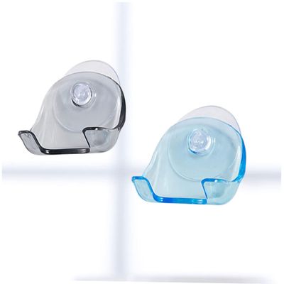 HOLIDYOYO 2pcs Suction Cup Shaver Holder Plastic Razor Rack Organizer for Bathroom Storage Stylish Blue and Grey Strong Slip Design for Shower and Countertop Use