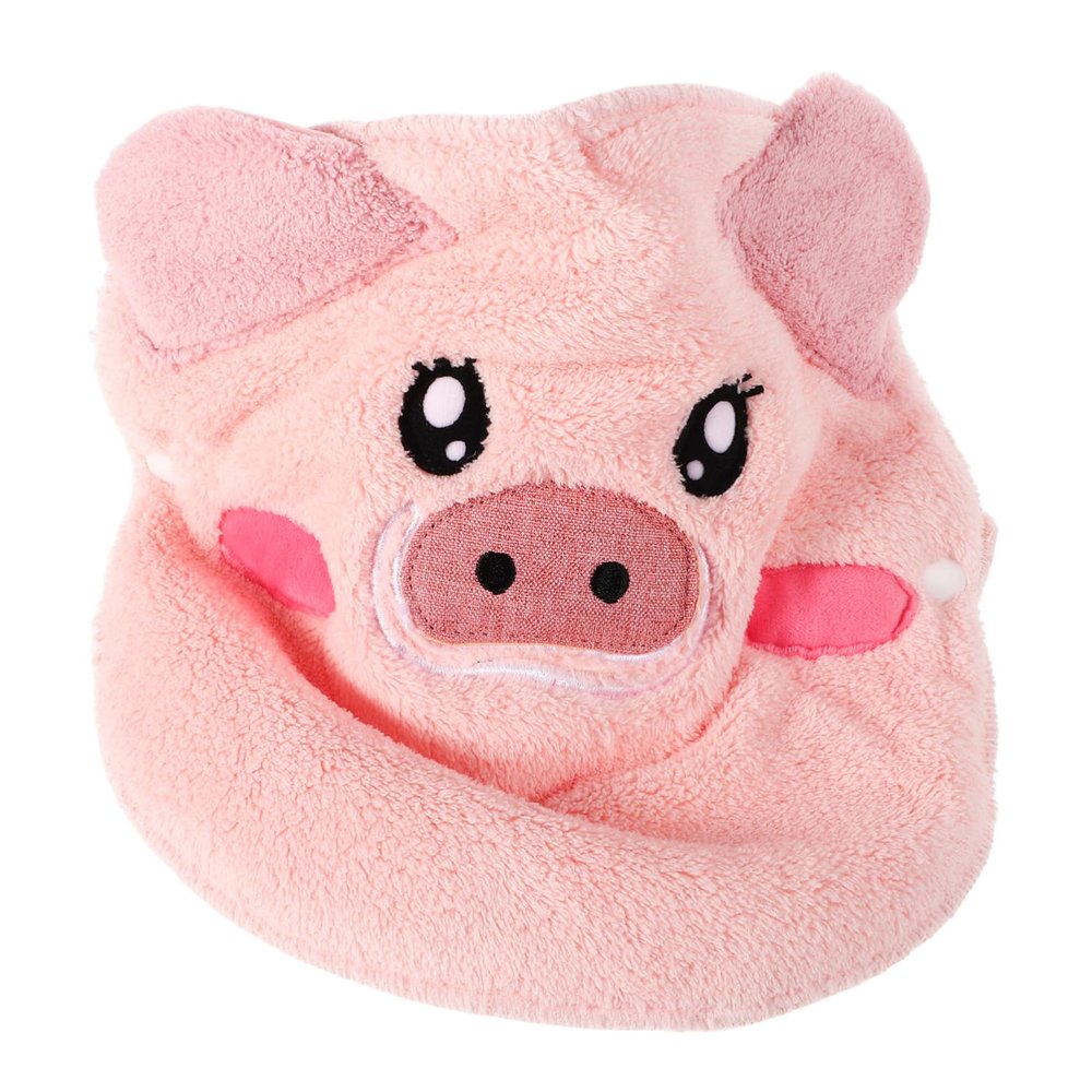 NIYANGLE Cartoon Pig Design Warm Face Towels for Hot Compress Reusable Fleece Facial Steamer Mask for Deep Cleansing Moisturizing Spa Towels for Women