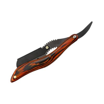 FRCOLOR Professional Barber Razor Wooden Handle Stainless Steel Manual Shaving Razor for Men Replacement Blade Compatible S23