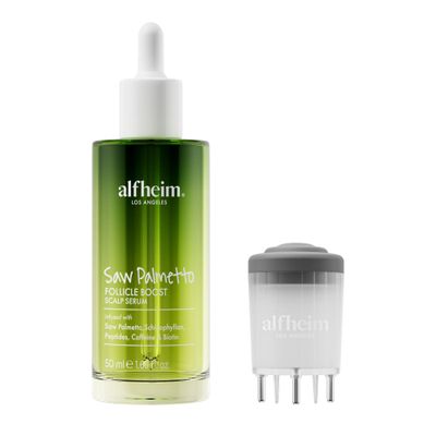 ALFHEIM Saw Palmetto Scalp Serum for Boost Follicle - Infused With Caffeine, Biotin for Thicker Hair - Balance Scalp, Rejuvenate Hair Follicles  Improve Hair Density - 1.69 fl oz + Serum Applicator